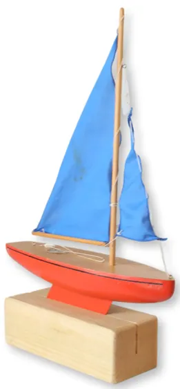 MIdcentury English Pond Boat with Stand - Red