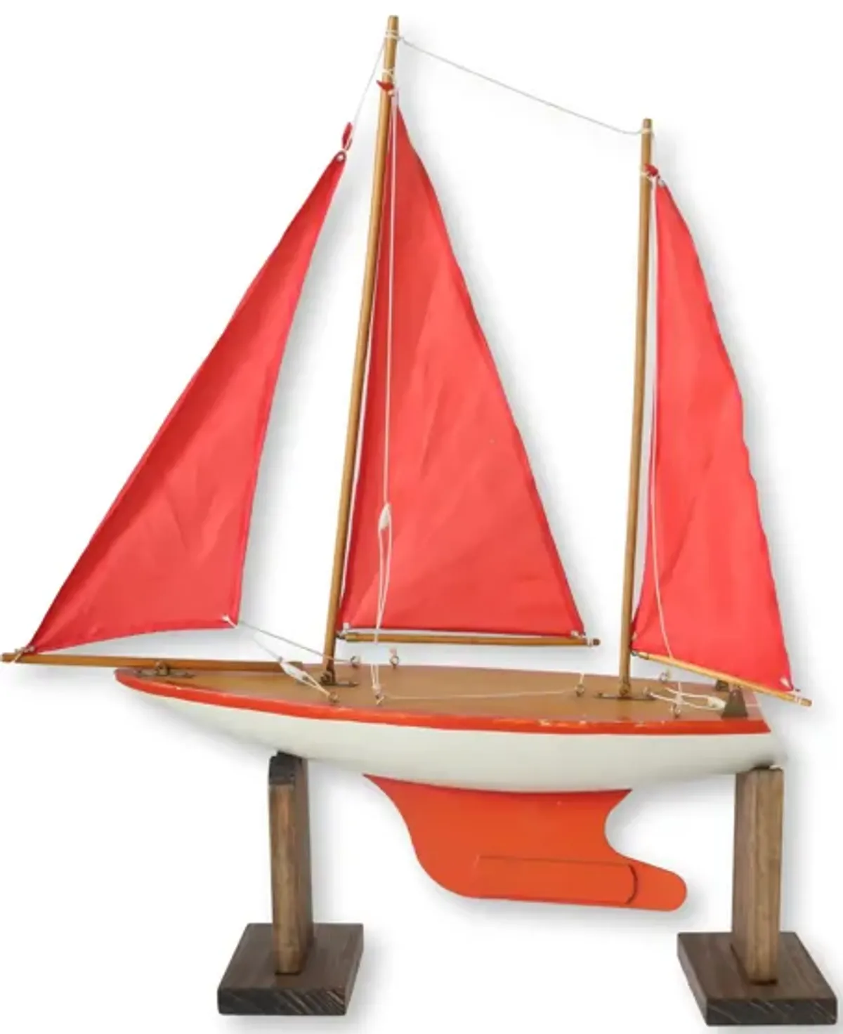 MIdcentury English Pond Boat with Stand - Red