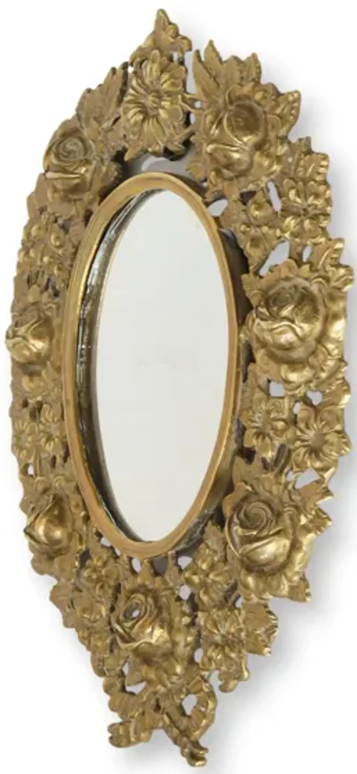 English Solid Brass Wall Accent Mirror - Gold