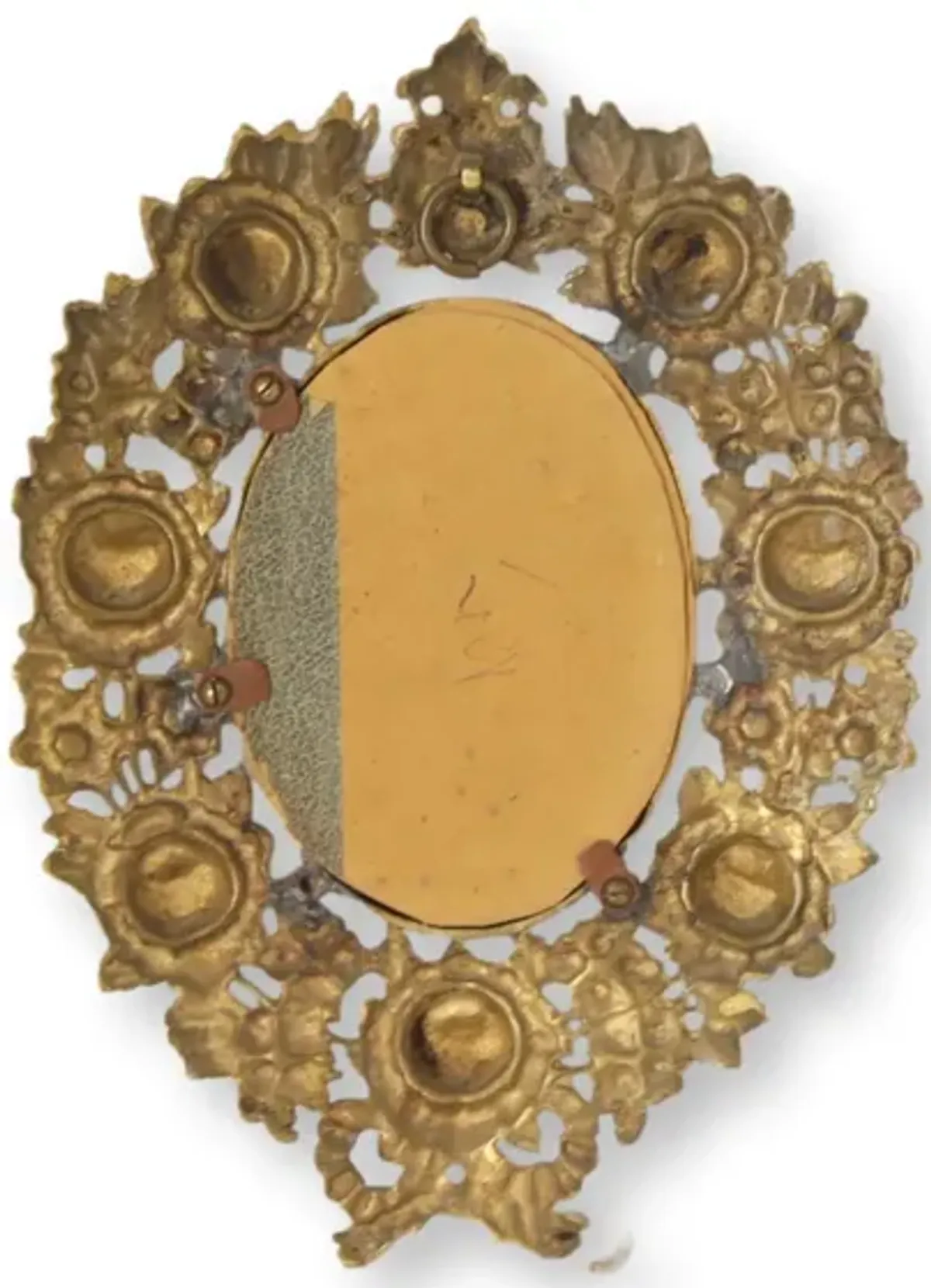 English Solid Brass Wall Accent Mirror - Gold