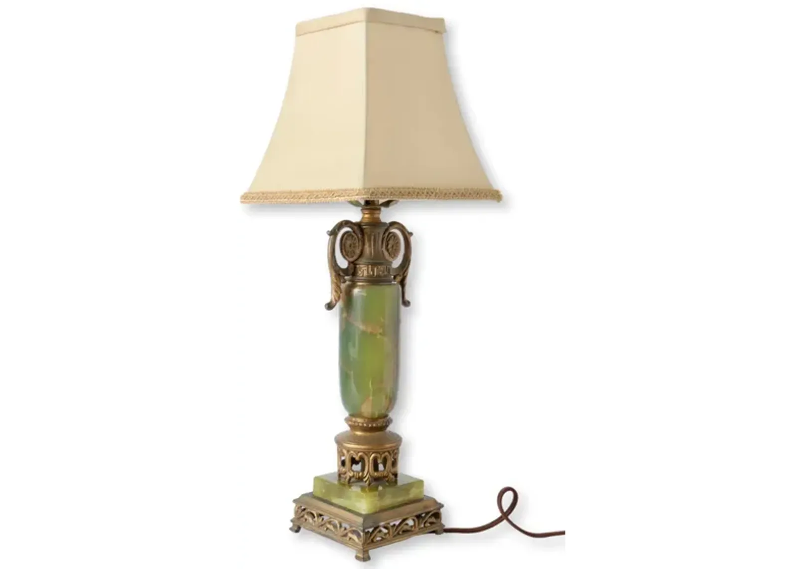 Vintage Marble Base Lamp - Green