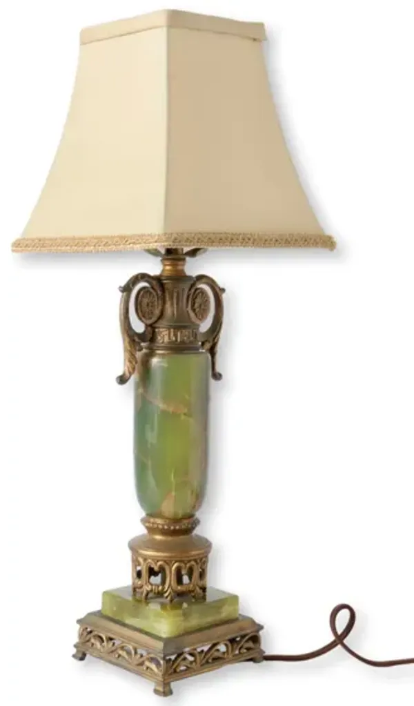 Vintage Marble Base Lamp - The Queens Landing - Green