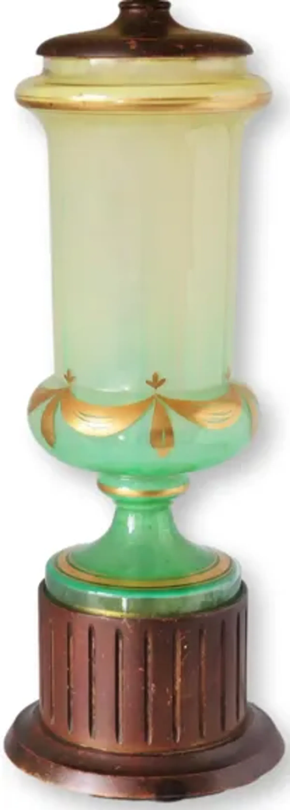 1960s Bohemian Glass Table Lamp - The Queens Landing - Green