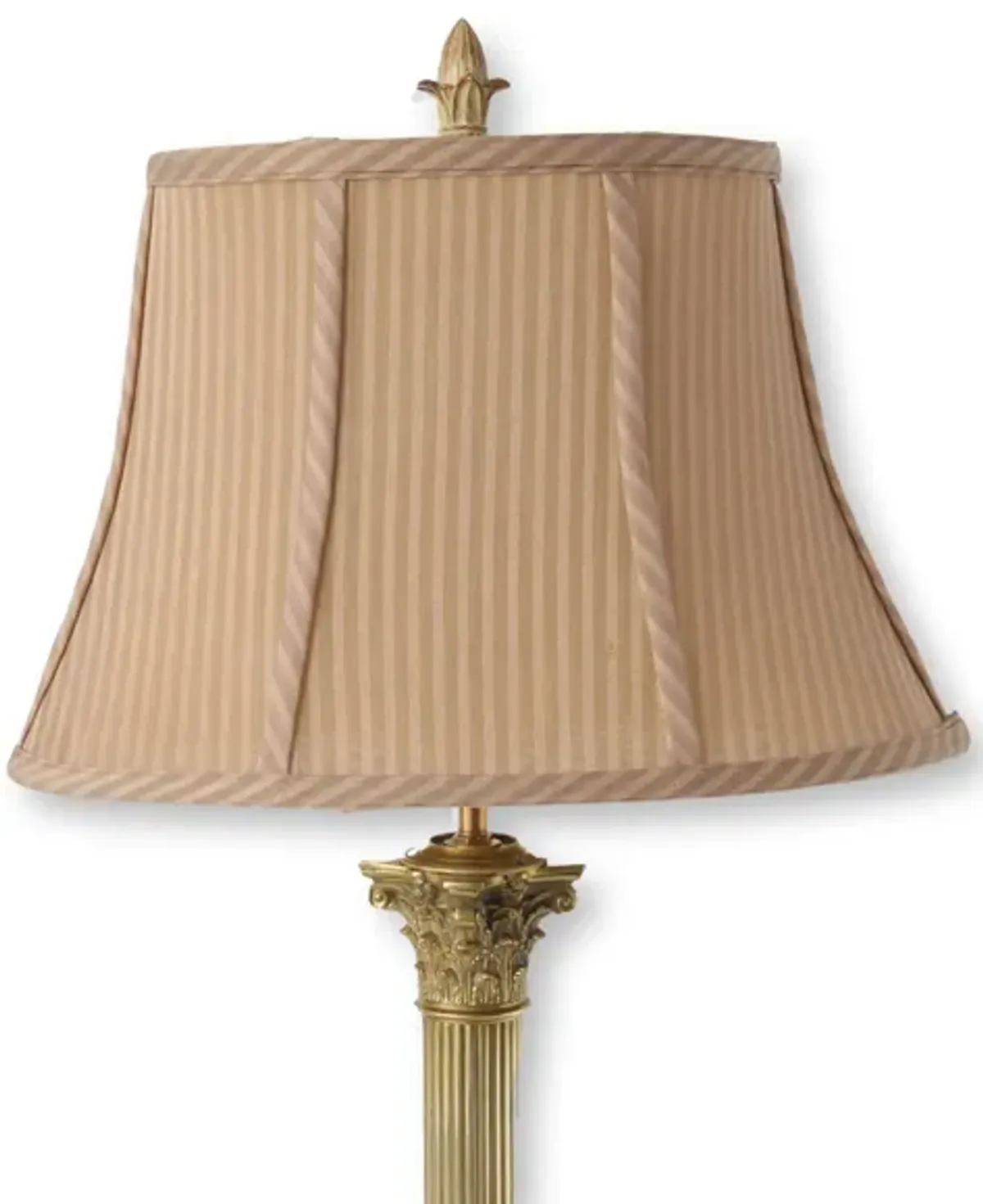 Antique Brass Lamp w/Stripe Shade - Gold