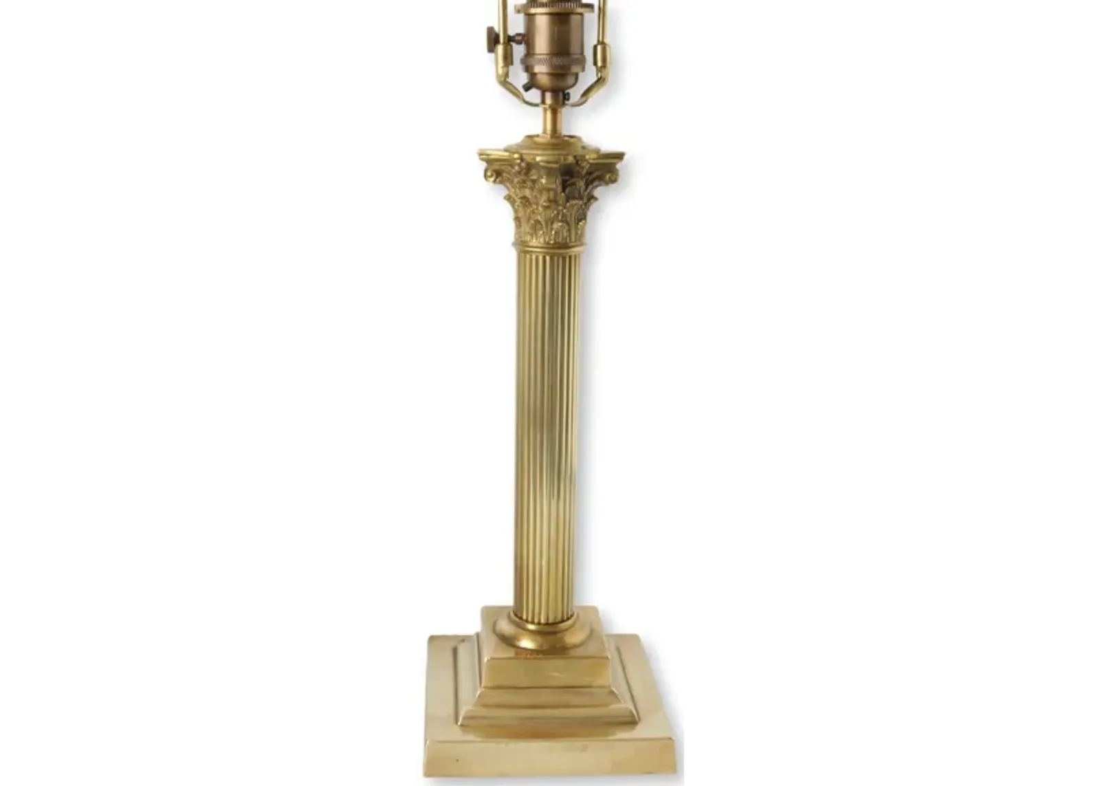 Antique Brass Lamp w/Stripe Shade - Gold