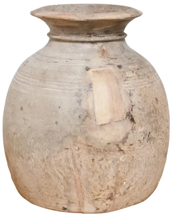 Antique Indian Wooden Pot-Mina