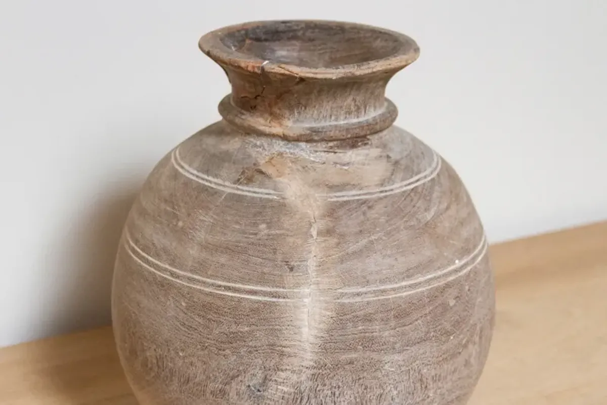 Aged Wooden Water Pot-Balesar