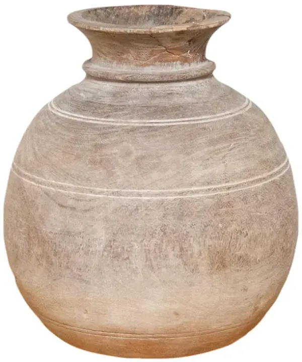 Aged Wooden Water Pot-Balesar - de-cor