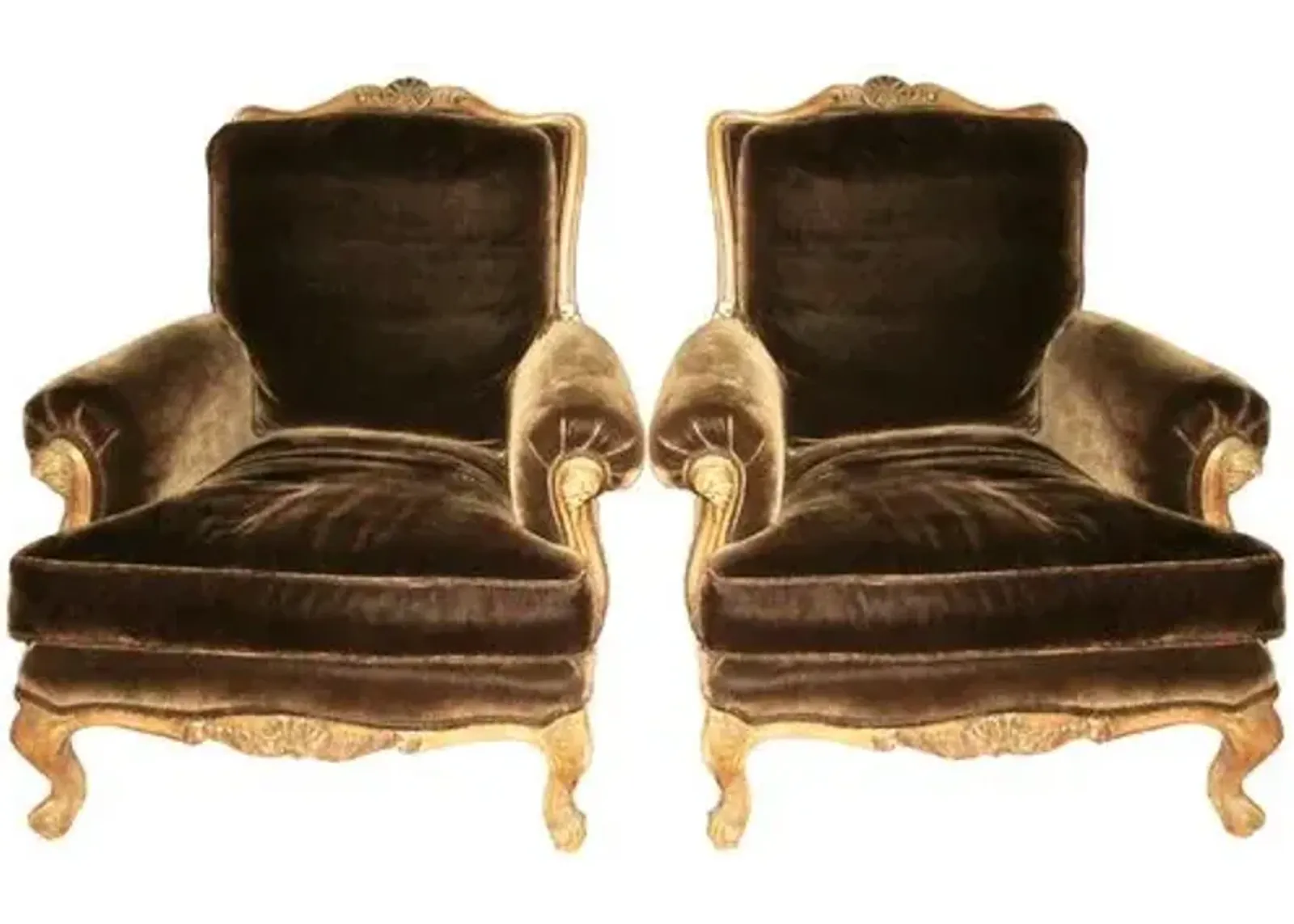 French Bergeres Chairs 19th Century Pair