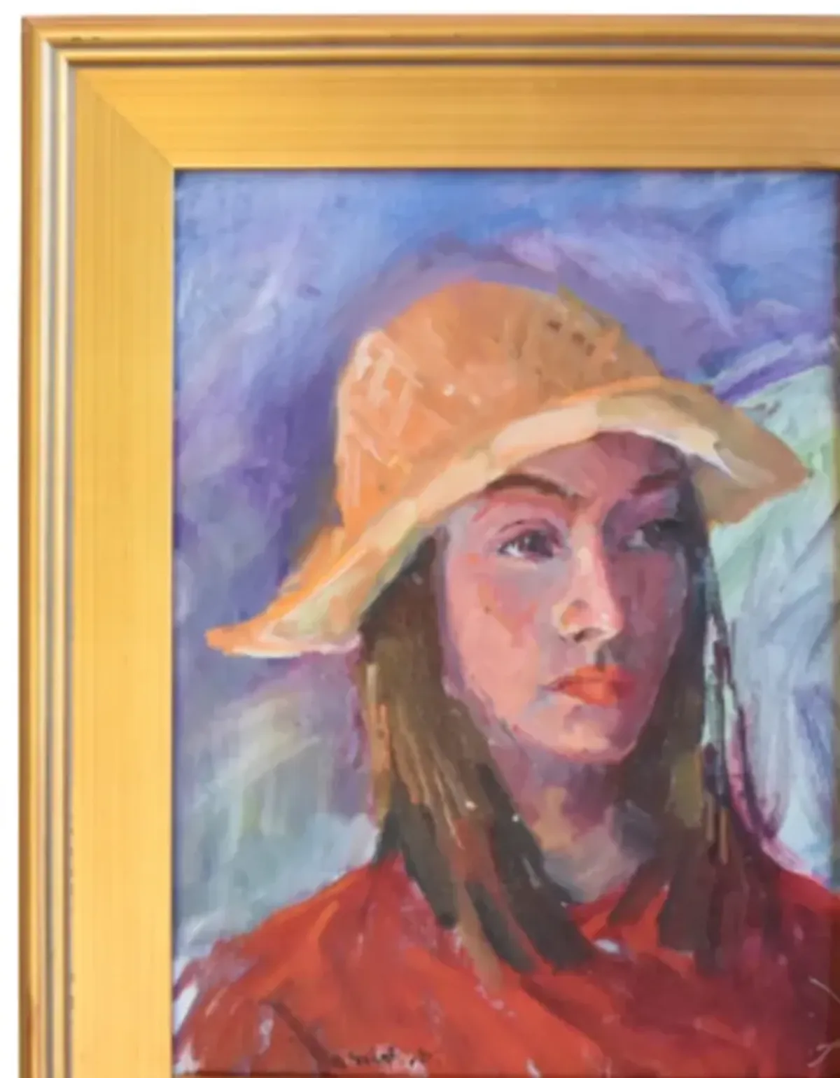 Silvio Silvestri - Woman in Hat Portrait - Red