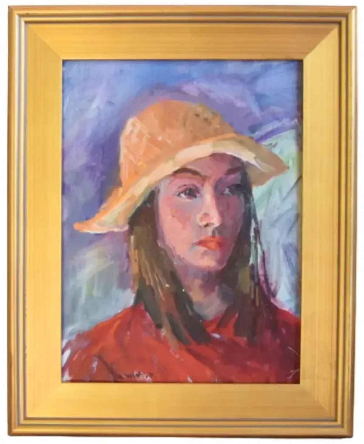 Silvio Silvestri - Woman in Hat Portrait - Red