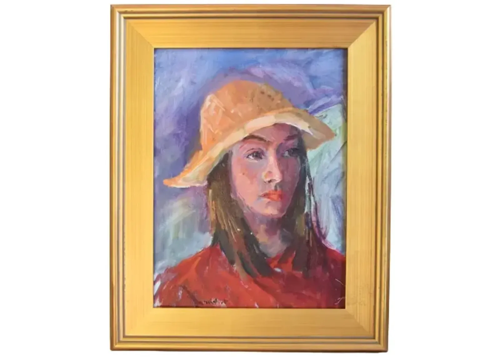 Silvio Silvestri - Woman in Hat Portrait - Red