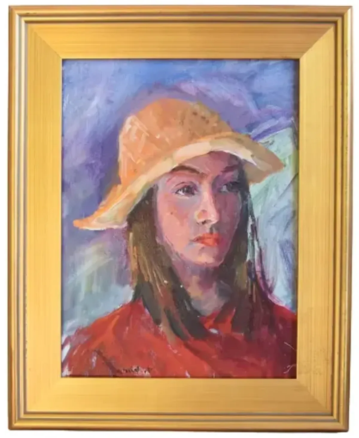 Silvio Silvestri - Woman in Hat Portrait - Red