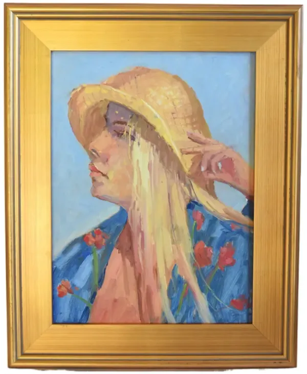 Silvio Silvestri - Woman in Hat Portrait - Blue