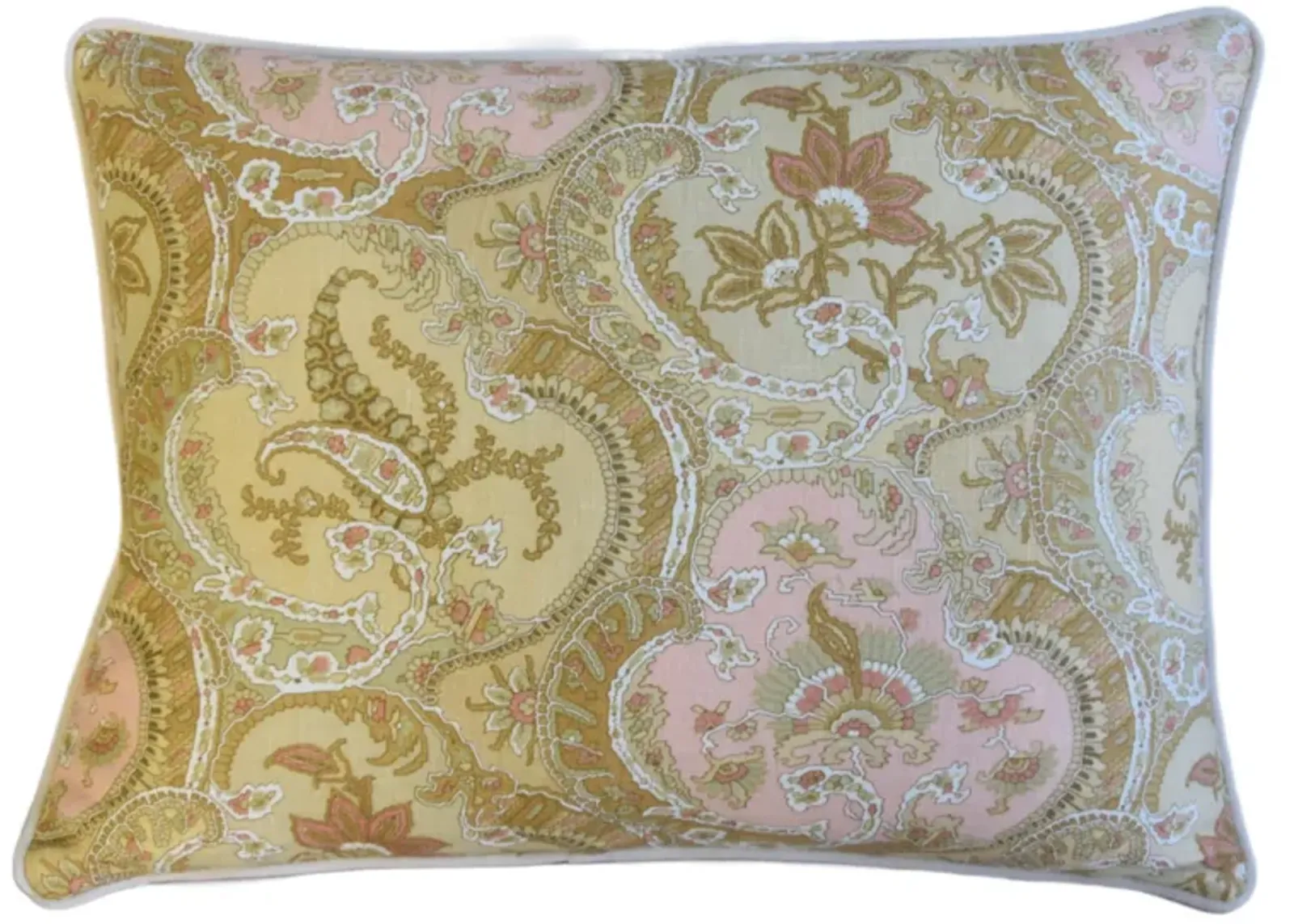 French Pink Pastel Floral Paisley Pillow