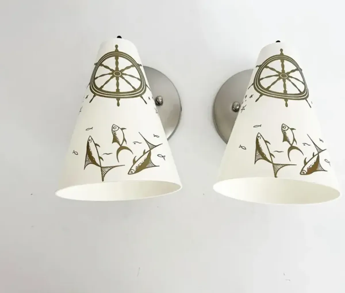 Midcentury Coastal Sconces - Set of 2 - White