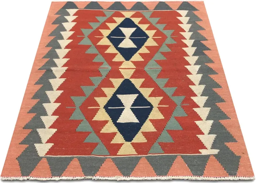 1960sTurkish Kilim-3' x 3'10" - Handcrafted - Pink