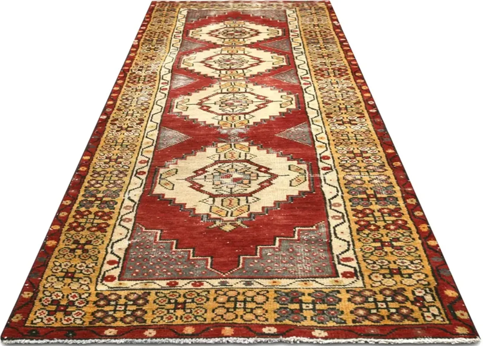 Turkish Oushak Runner -2'10"x9'7" - Red