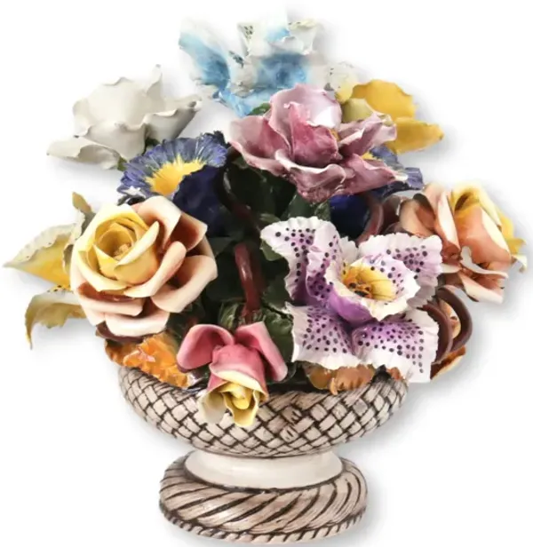Italian Capodimonte Porcelain Flowers - Rose Victoria - Handcrafted - Beige
