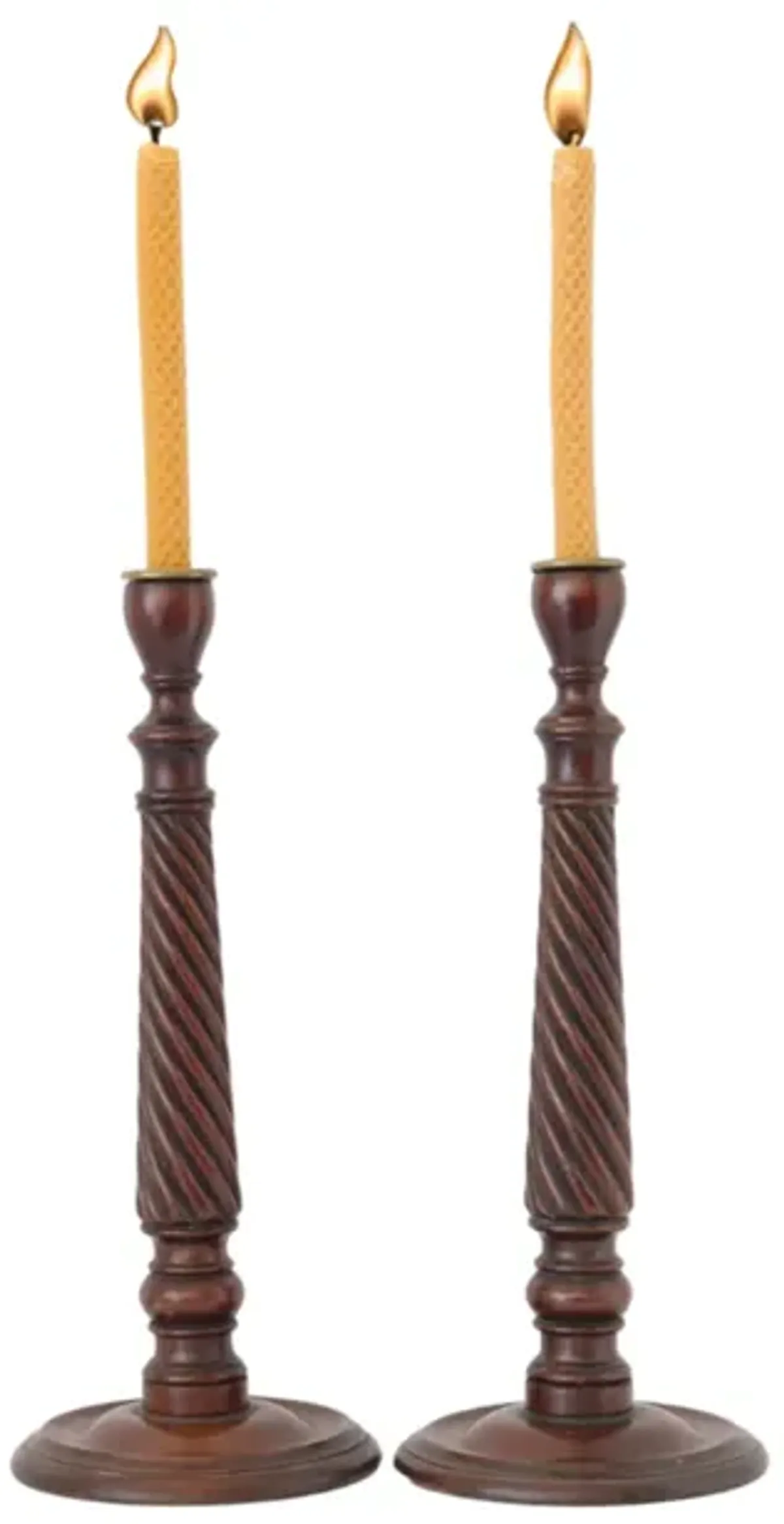 Tall English Mahogany Candlesticks - Set of 2