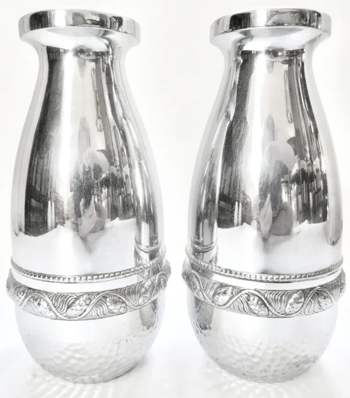 English Arts & Crafts Vases - Set of 2 - Silver