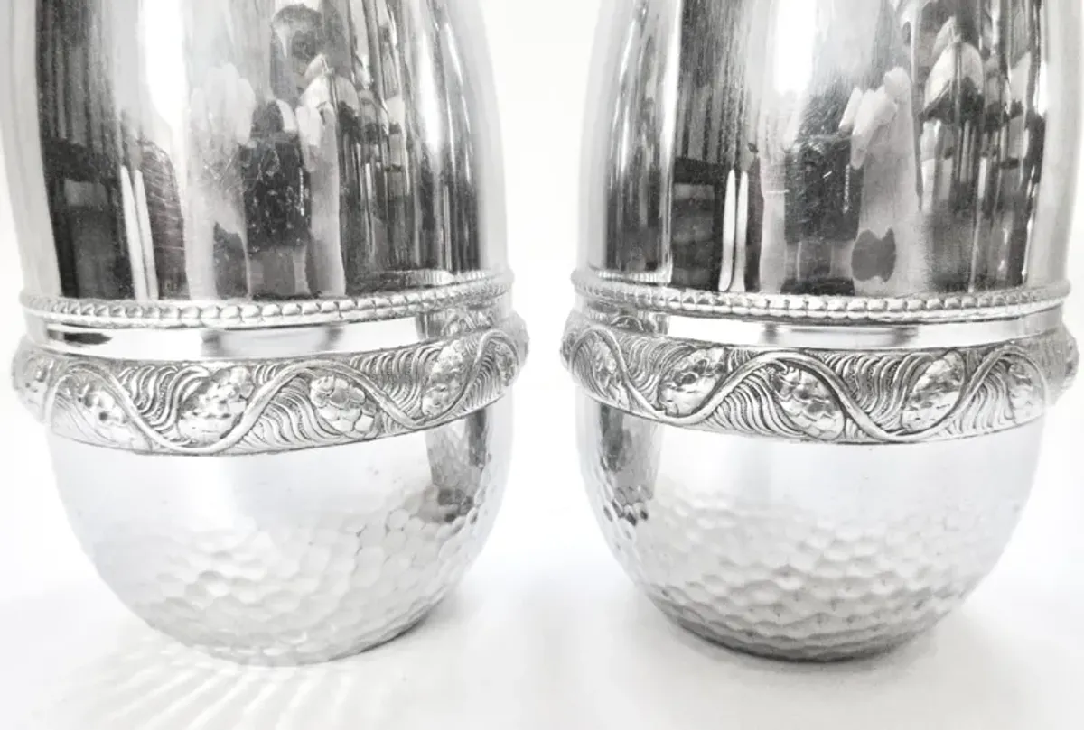 English Arts & Crafts Vases - Set of 2 - Silver