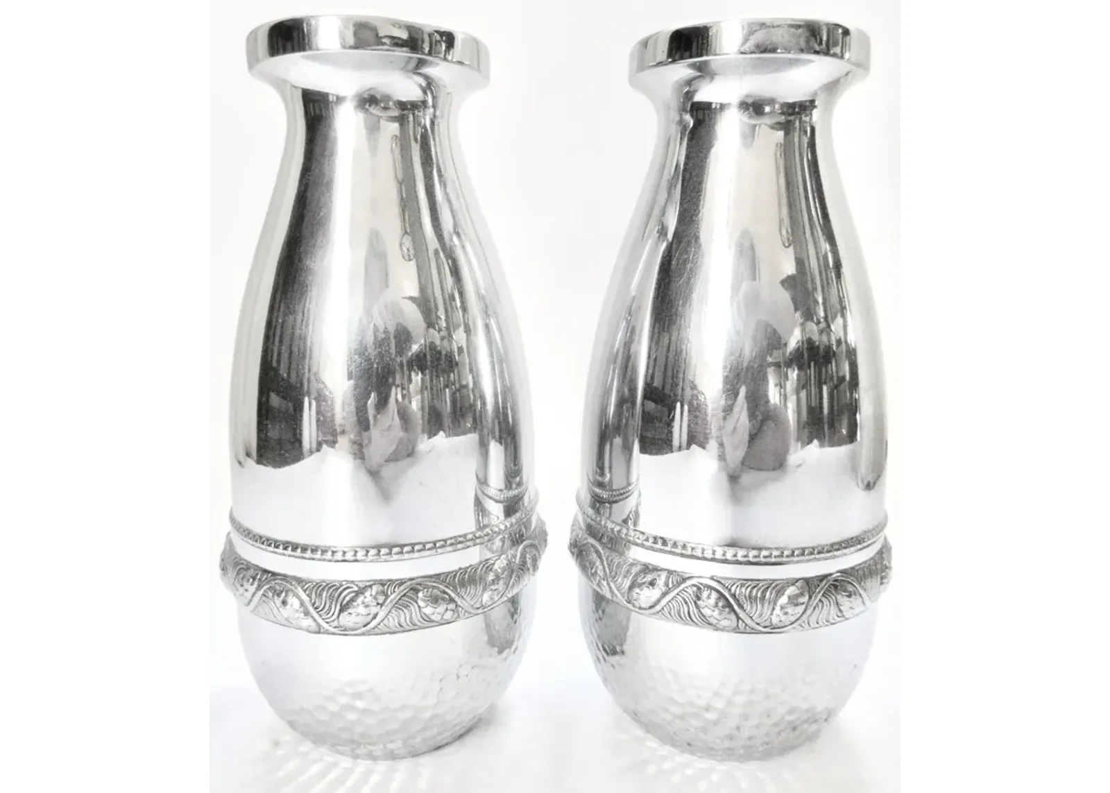 English Arts & Crafts Vases - Set of 2 - Silver