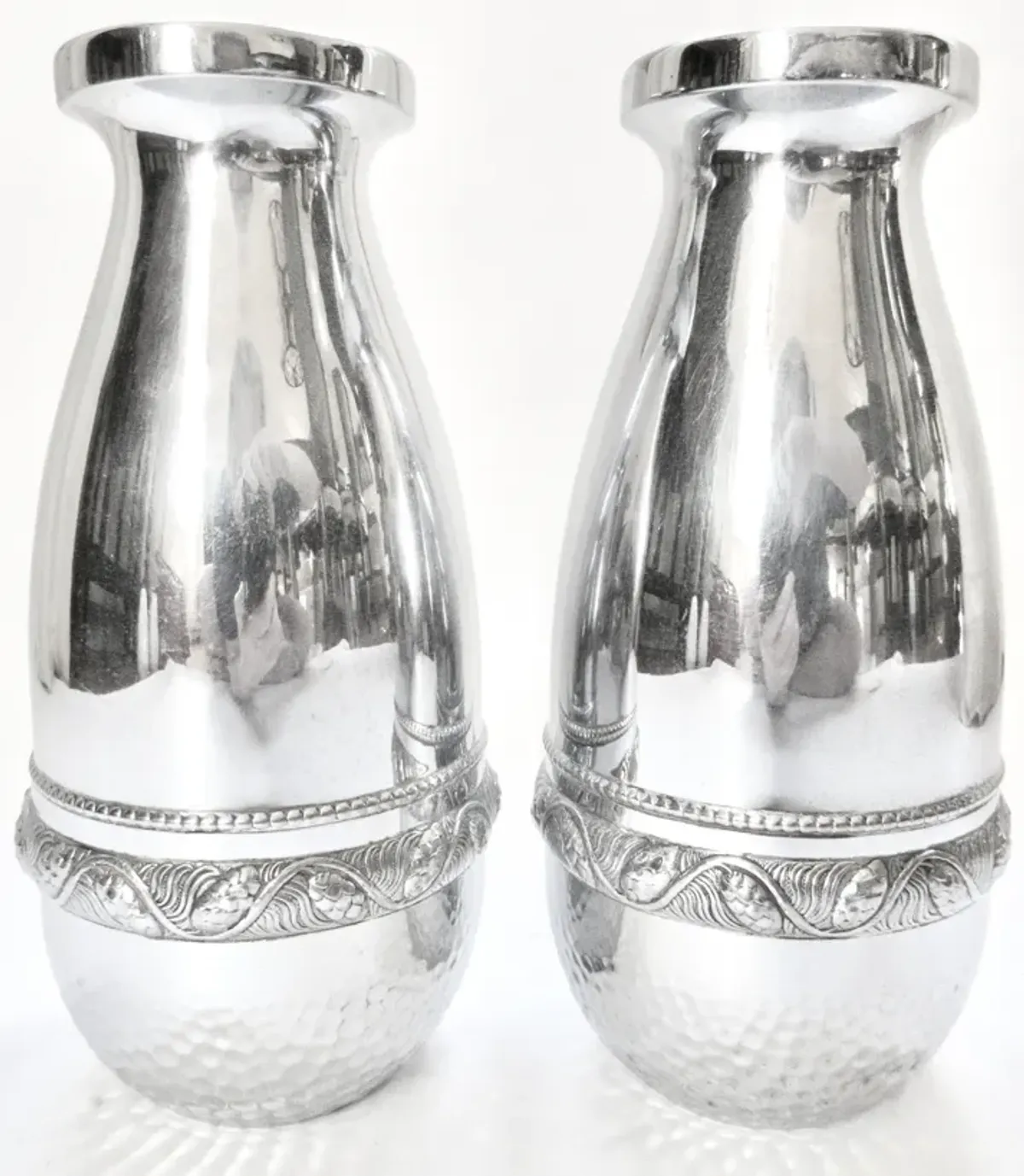 English Arts & Crafts Vases - Set of 2 - Silver