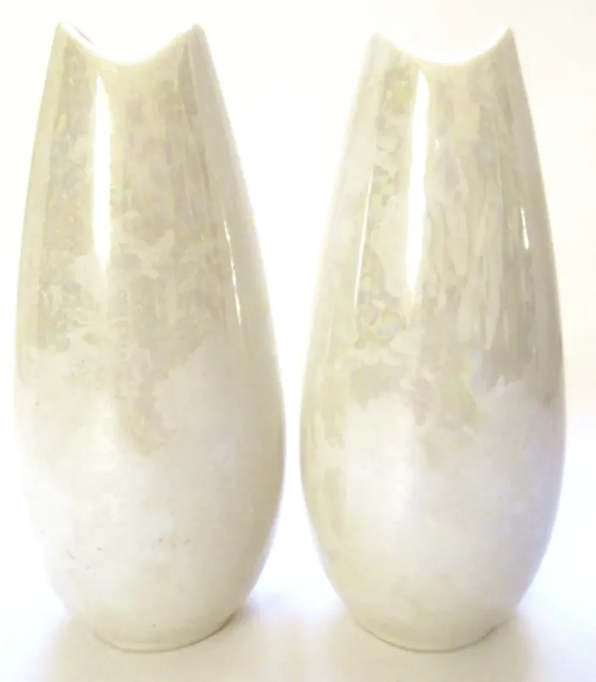 1960s McCoy Marble-Glaze Vases - Set of 2 - White