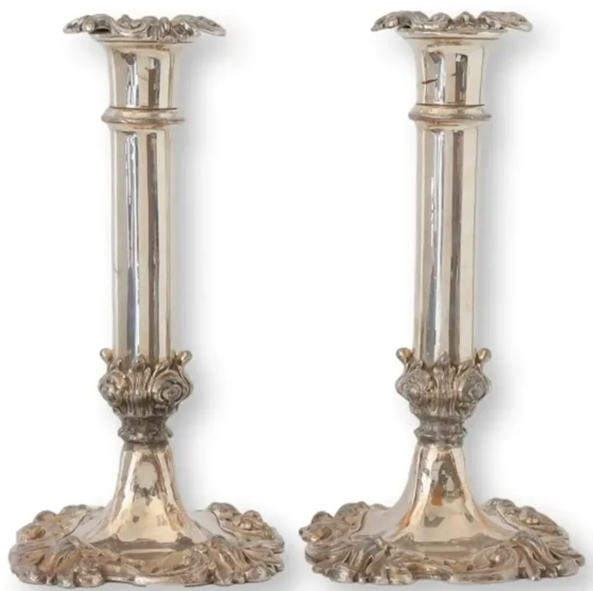 Antique English Silverplate Candlesticks