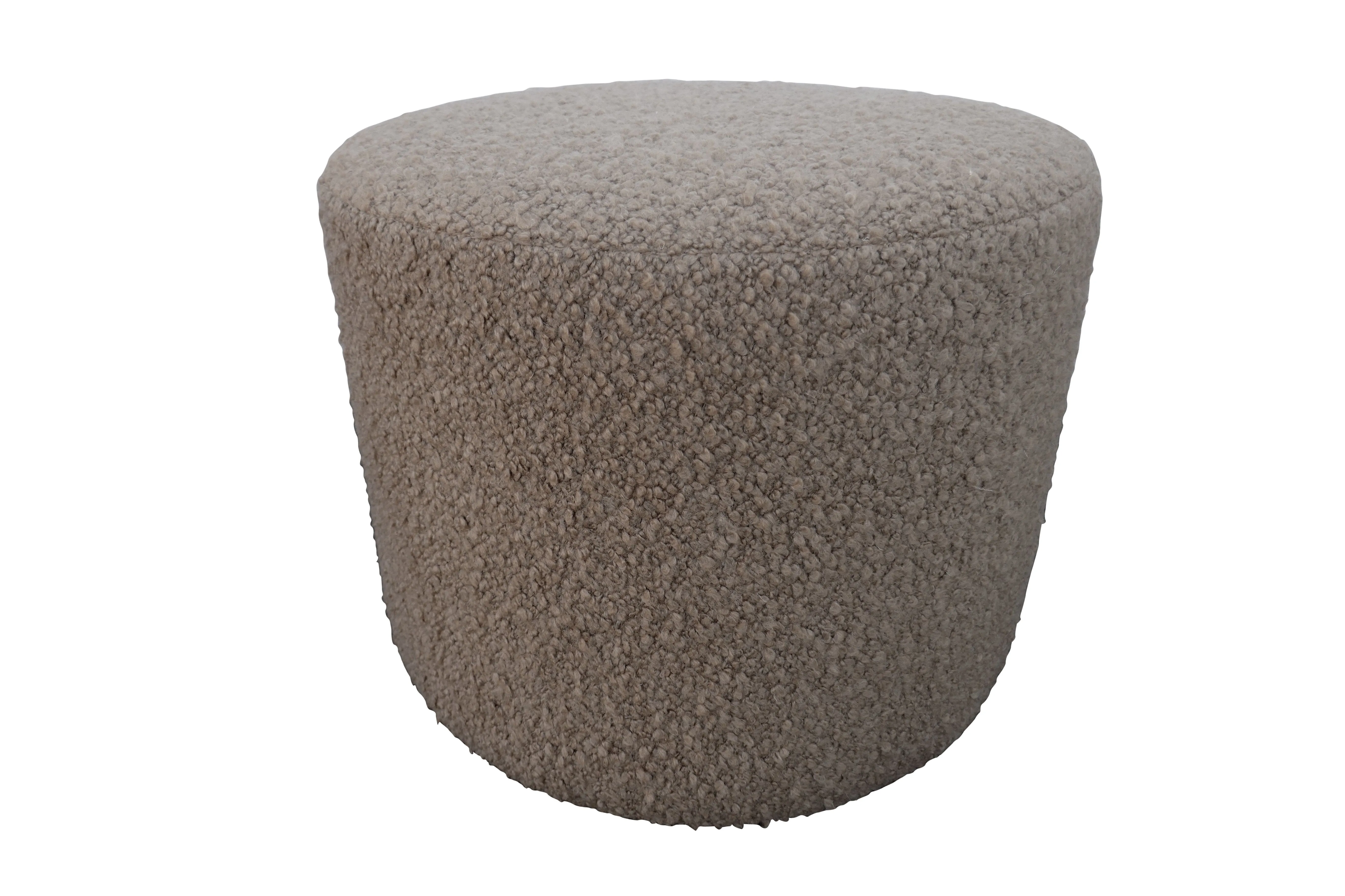 Luxe Camel Shearling Cylinder Ottoman - Gray