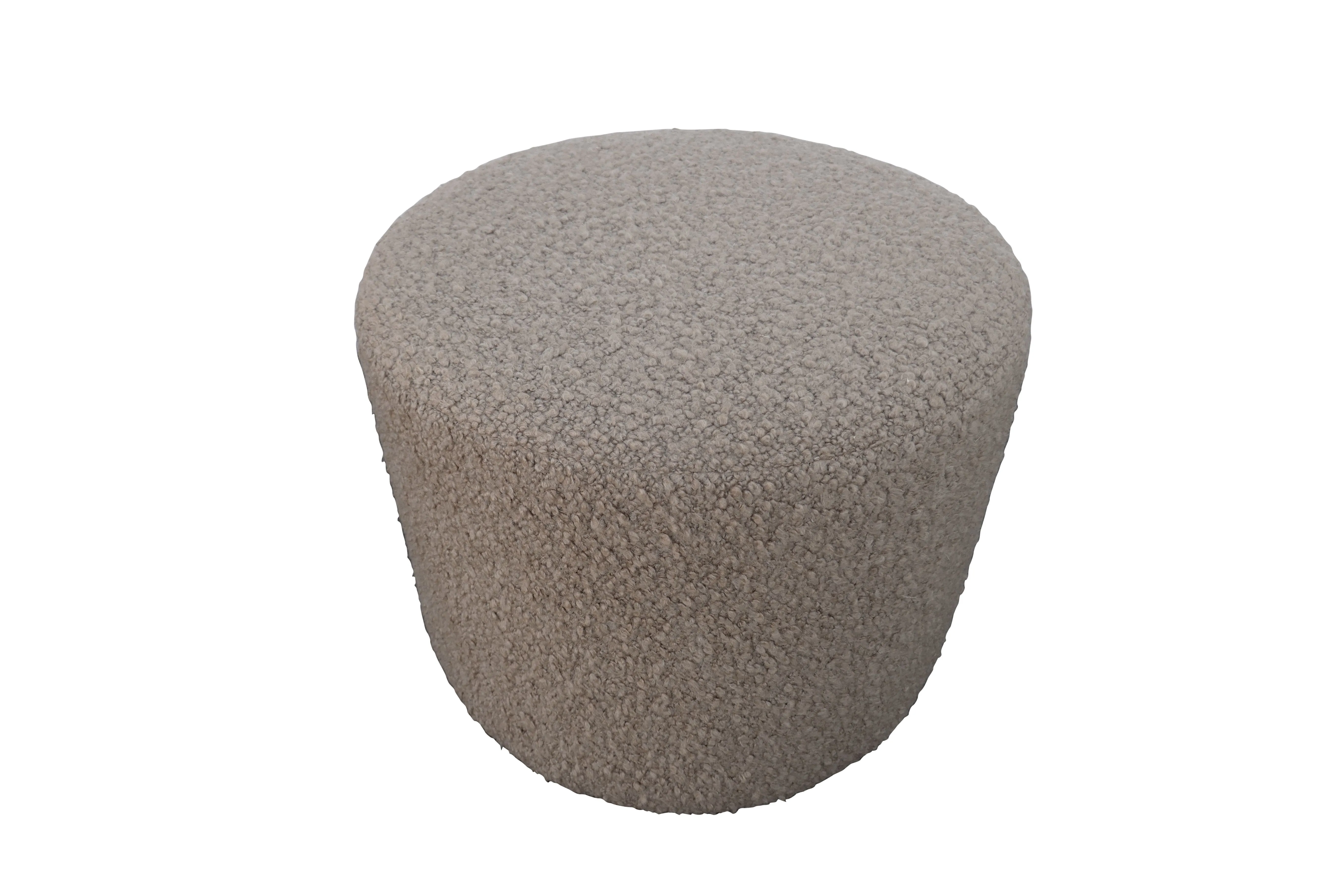 Luxe Camel Shearling Cylinder Ottoman - Gray