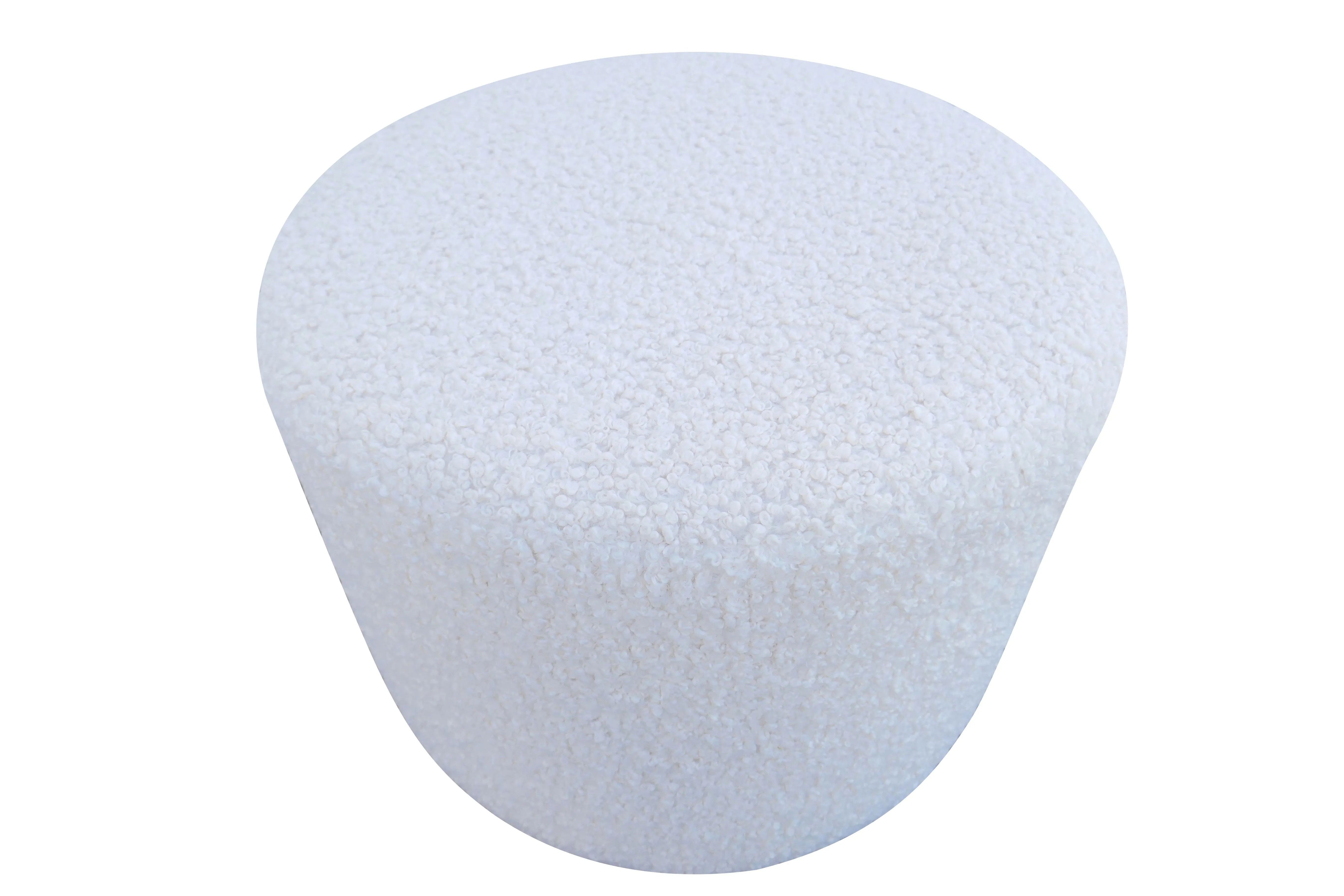 Luxe Cream Shearling Cylinder Ottoman - White