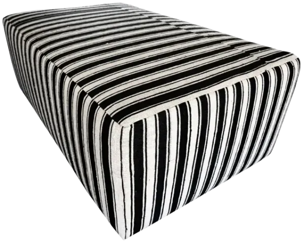 Vintage Berber Black Kilim Ottoman