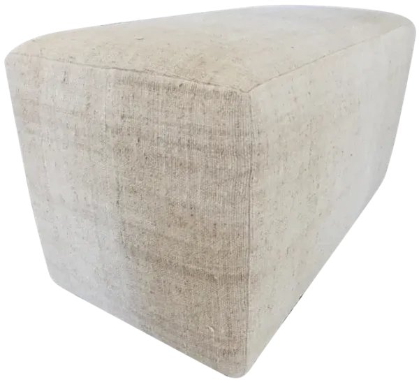 Vintage Berber Kilim Wool/Hemp Ottoman - Brown