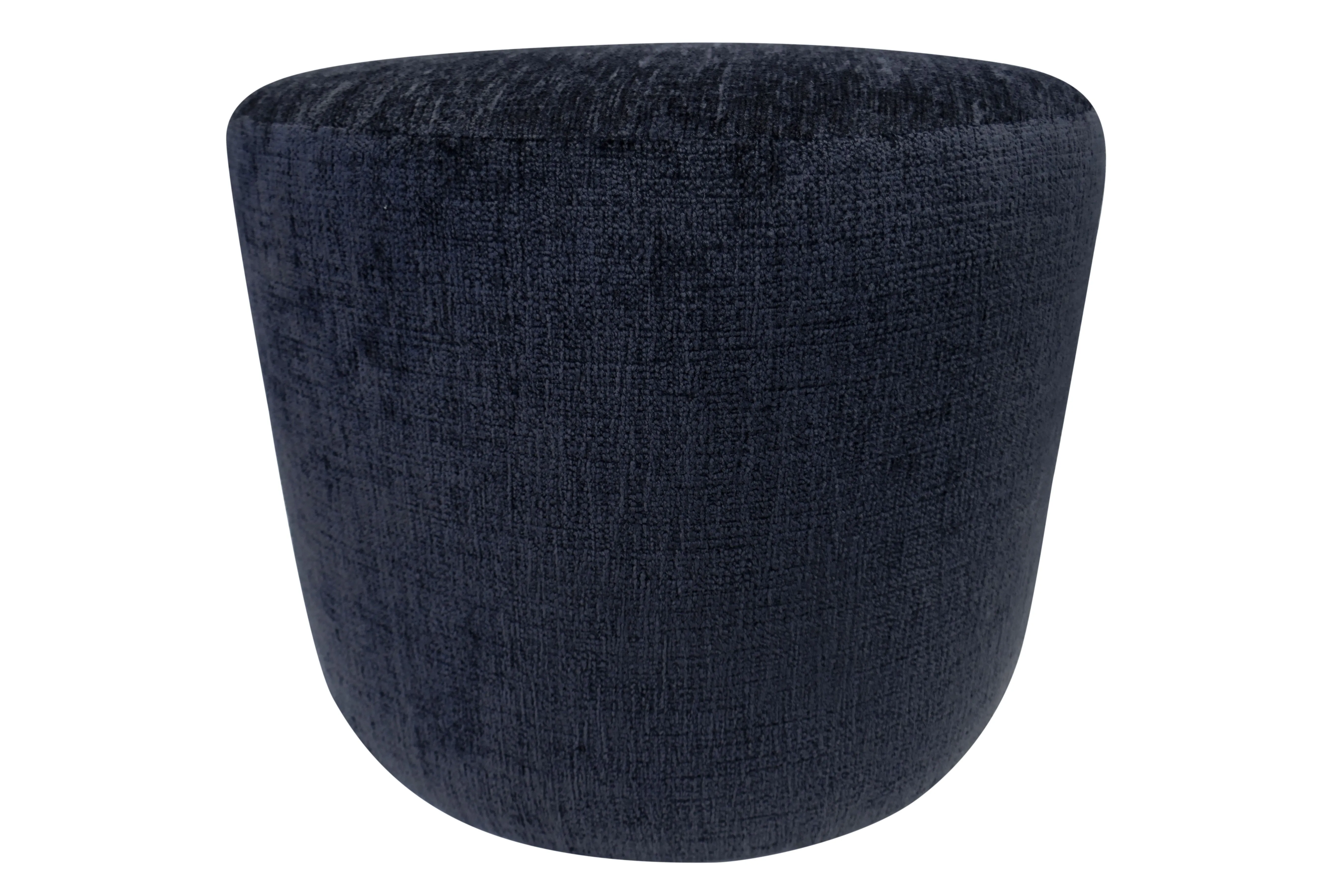 FI Black Chenille Cylinder Ottoman