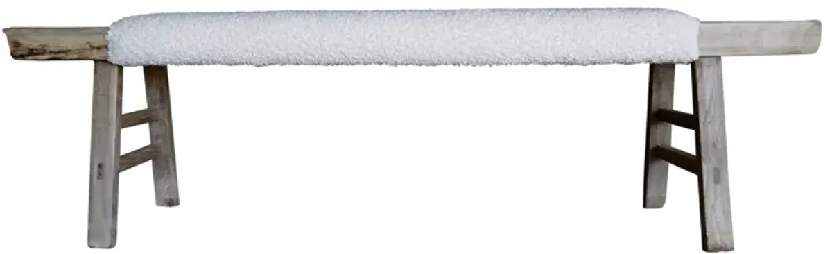 Vintage Shandong Elmwood/Shearling Bench