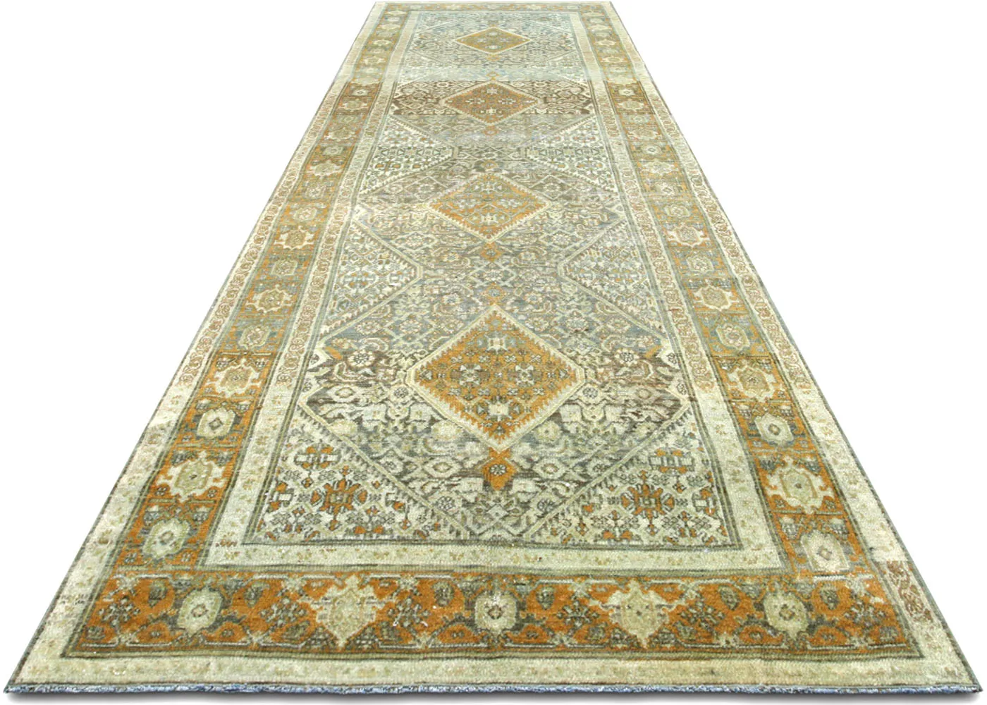 1920s Persian Melayer Runner -3'6"x12'9" - Gray