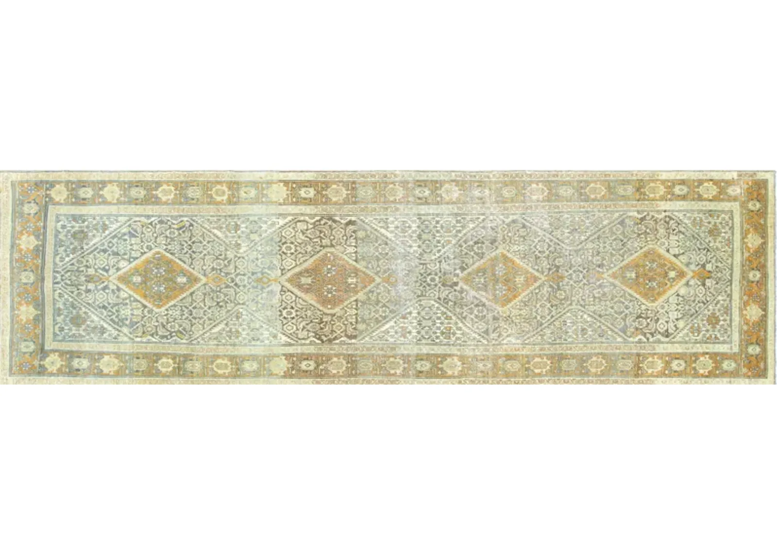 1920s Persian Melayer Runner -3'6"x12'9" - Gray