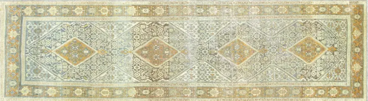 1920s Persian Melayer Runner -3'6"x12'9" - Gray