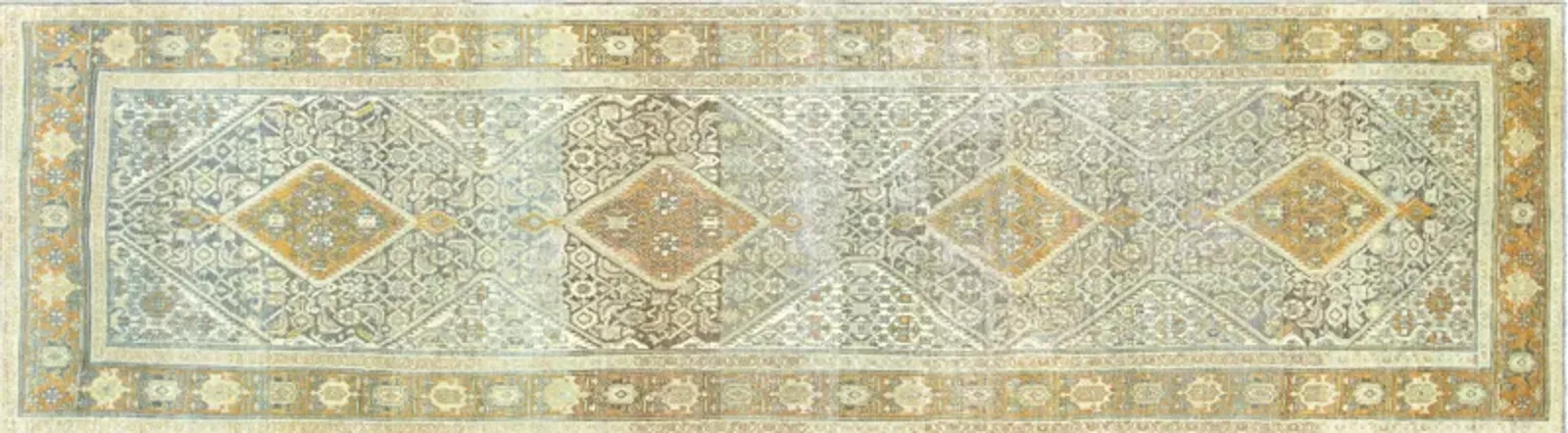 1920s Persian Melayer Runner -3'6"x12'9" - Gray