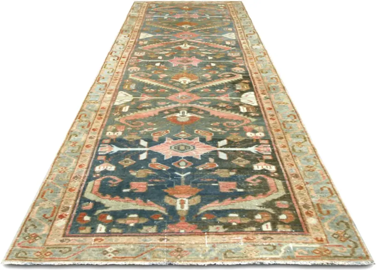 1940s Persian Melayer Runner -2'8" x9'7" - Blue