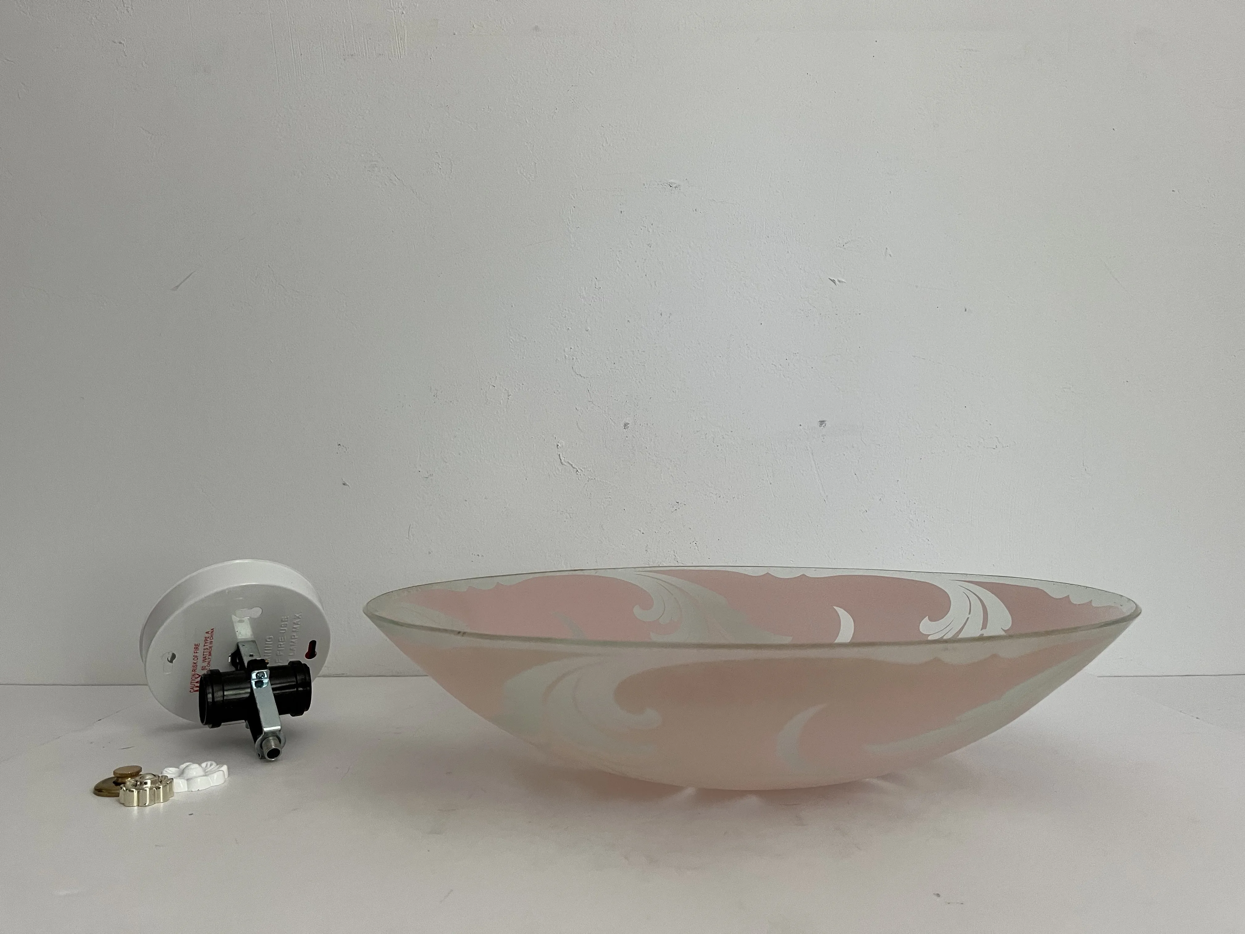 1940s Nouveau Flush Light - Pink