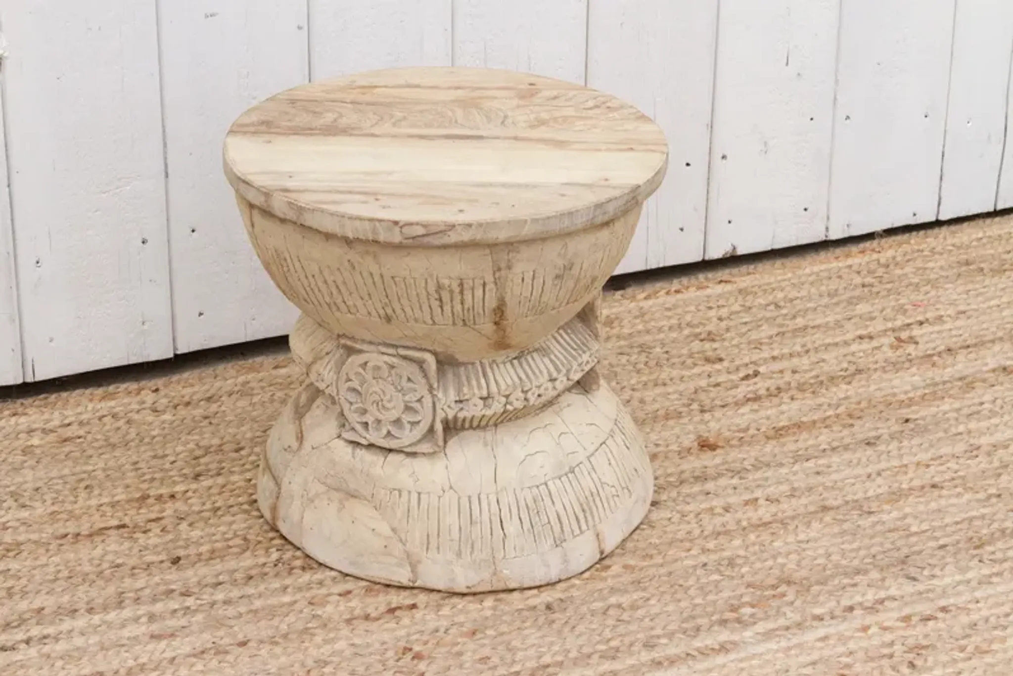 Antique Rustic Bleached Teak Stool One Kings Lane | Furniture.com