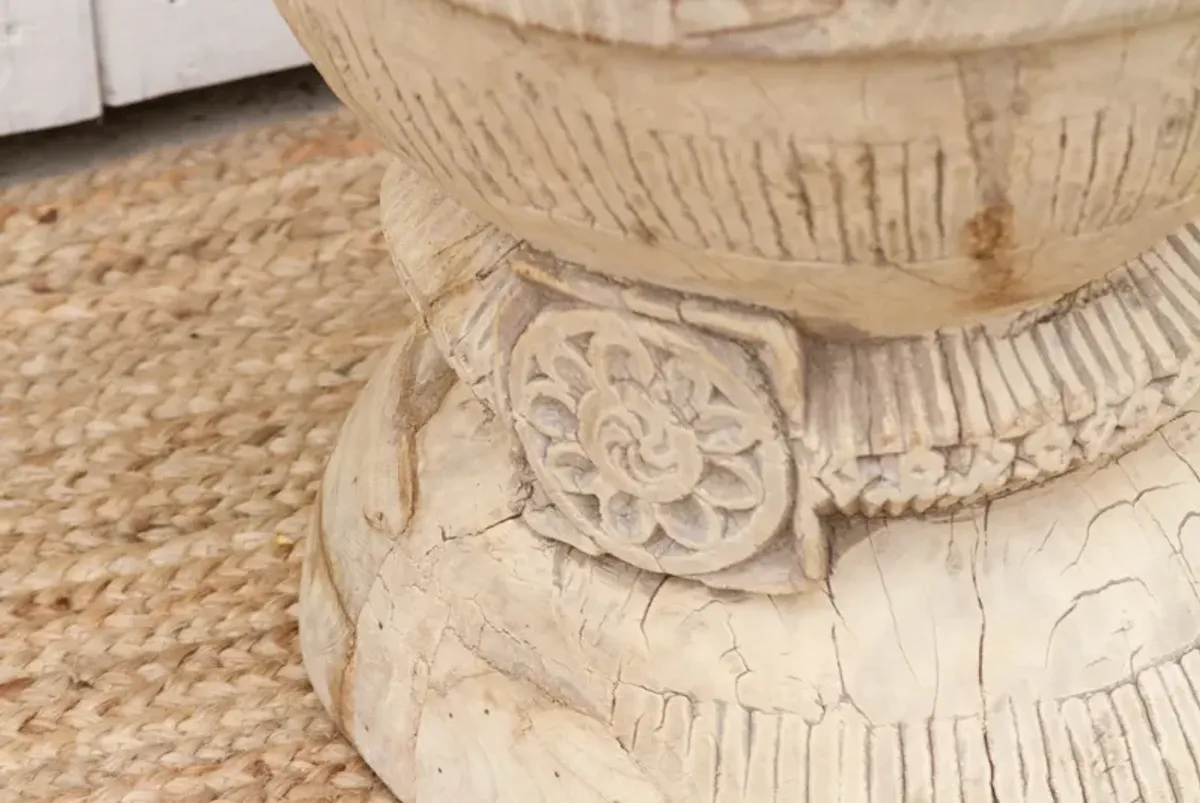 Antique Rustic Bleached Teak Stool - de-cor