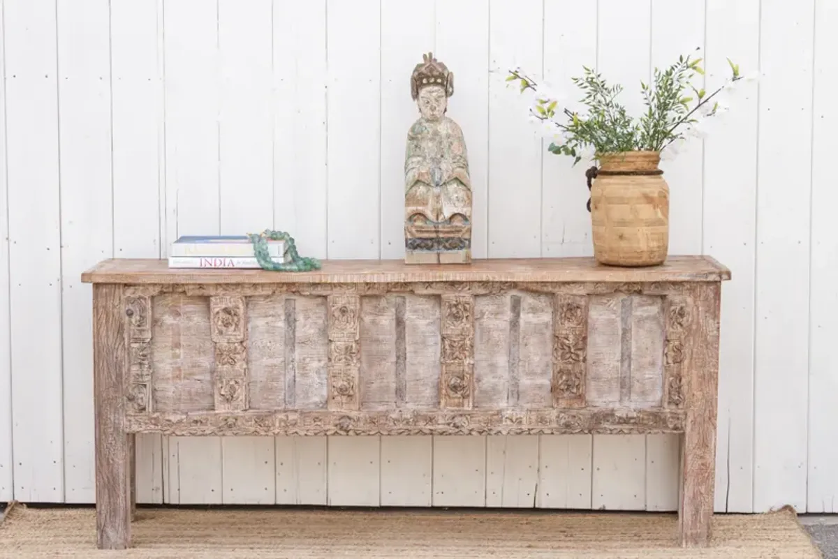 Antique Whitewash Indian Console - Brown