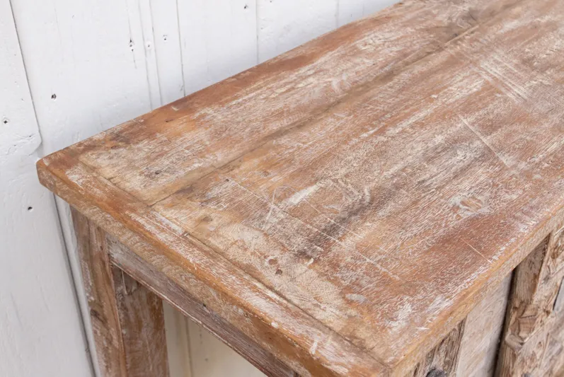 Antique Whitewash Indian Console - Brown