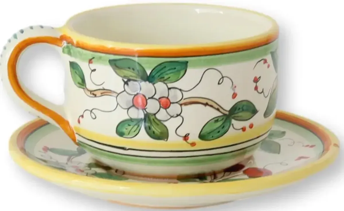 Italian Deruta Faience Breakfast Set/20 - Green