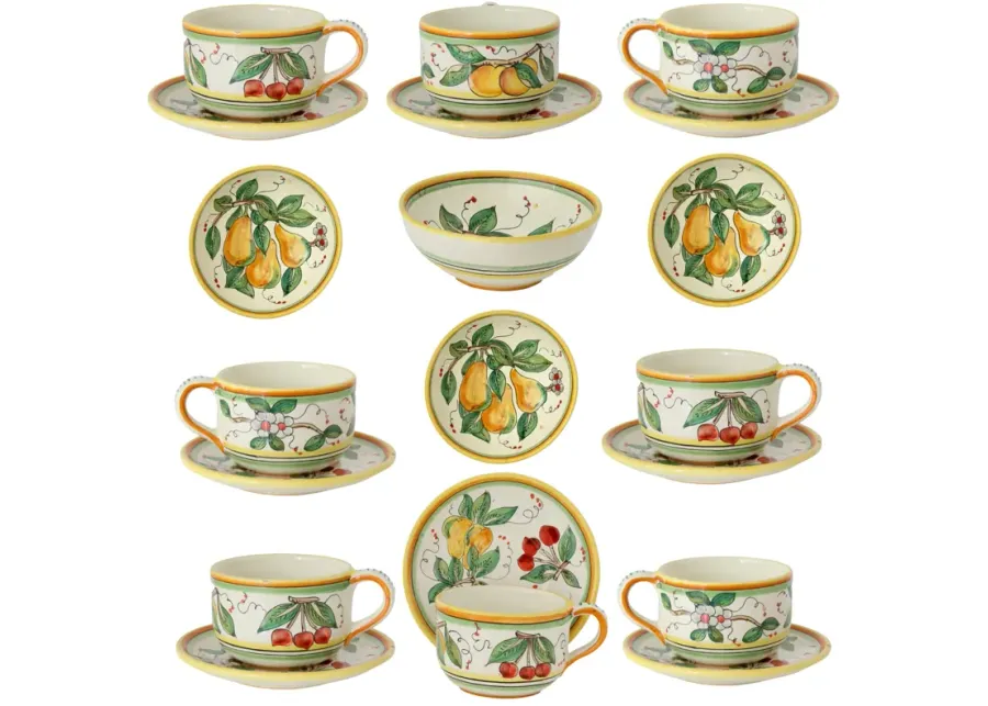 Italian Deruta Faience Breakfast Set/20 - Green