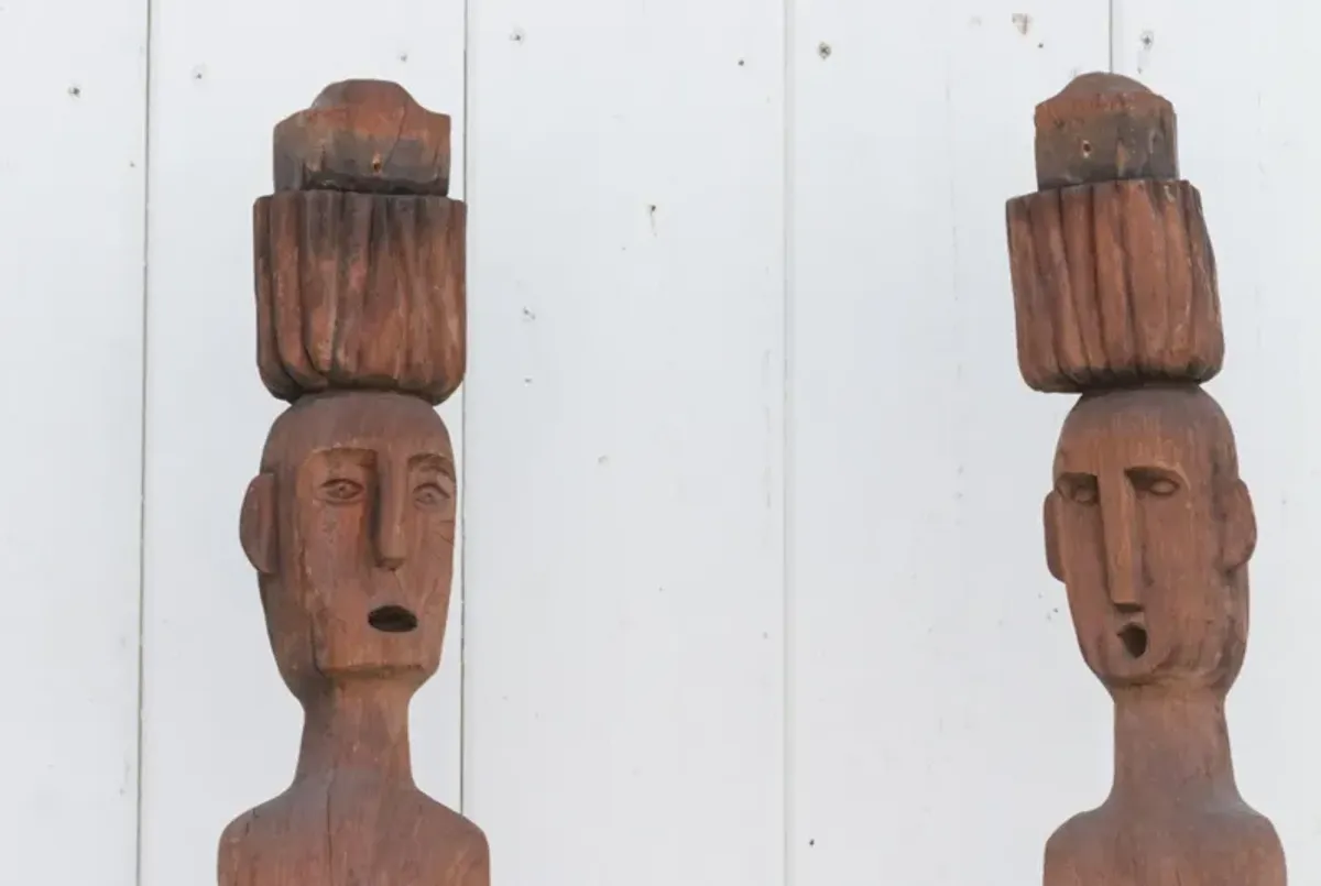 Antique Borneo Ancestral Figures - White